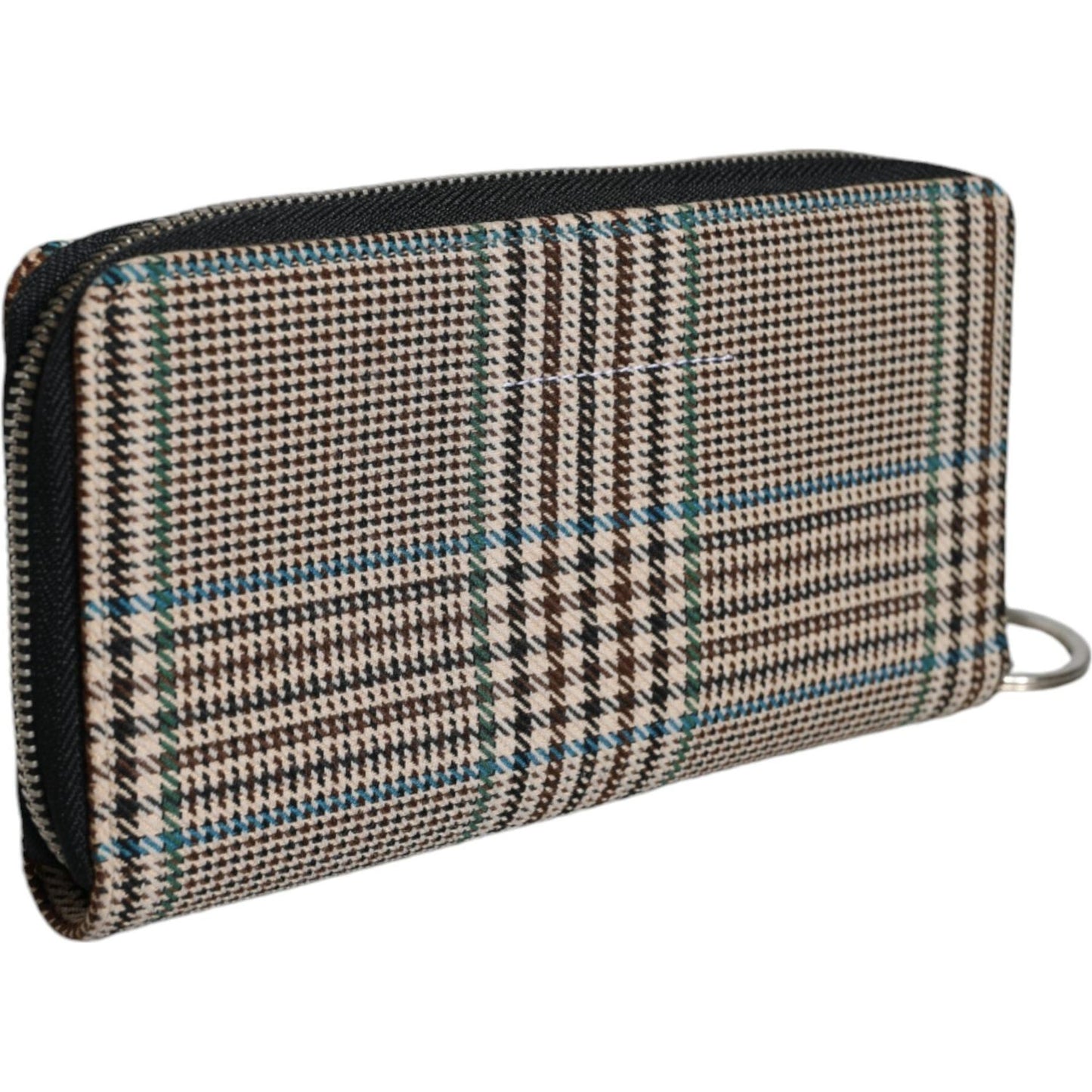 MM6 Maison Margiela Multicolor Houndstooth Continental Zip Around Clutch Wallet MM6 Maison Margiela Dark Slate Gray