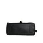 Versace Black Top Handle Grainy Calfskin Leather Crossbody Bag