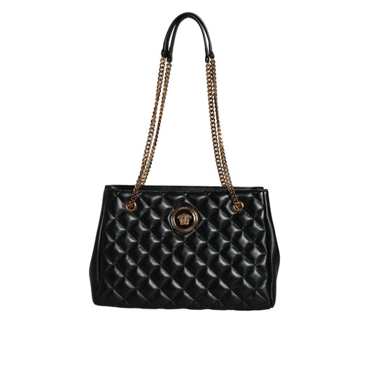 Versace Black Quilted Nappa Leather Shoulder Chain Strap Bag