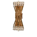 Dolce & Gabbana Gold Tone Brass Bow Crystal FauxPearl Embellished Brooch