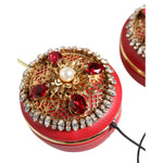 Dolce & Gabbana Red Nappa Leather Floral Crystal Headphone SMY10425