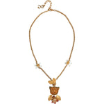 Dolce & Gabbana Gold Brass Leopard Flower Embellished Statement Necklace SMY10349