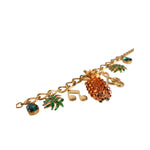 Dolce & Gabbana Gold Tone Brass Chain Pineapple Crystal Musical Necklace