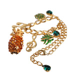 Dolce & Gabbana Gold Tone Brass Chain Pineapple Crystal Musical Necklace