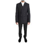 Dolce & Gabbana Gray Wool Silk Double Breasted Slim Suit KOS1104-1