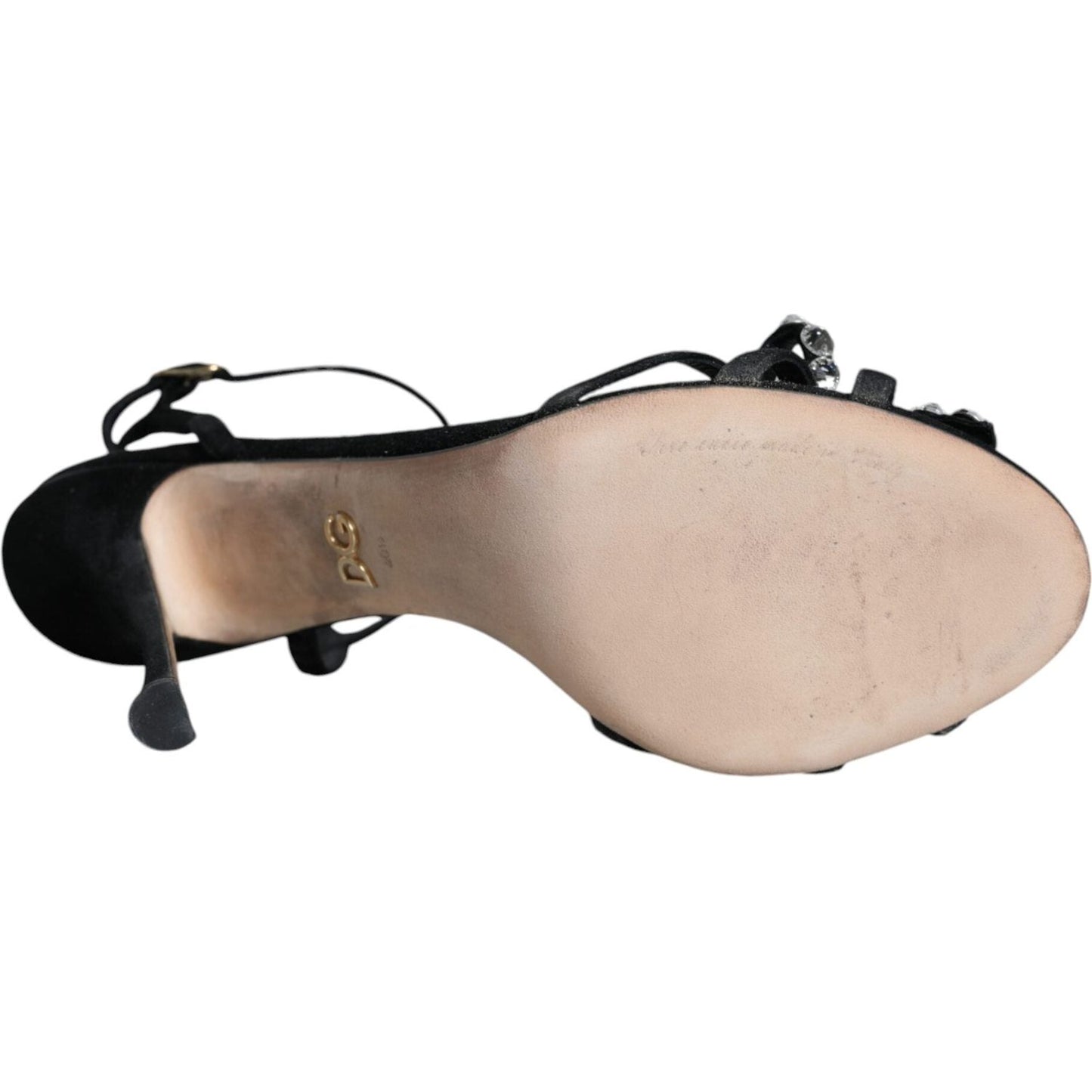 Dolce & Gabbana Black Suede Crystals KEIRA Sandals Shoes Dolce & Gabbana Tan