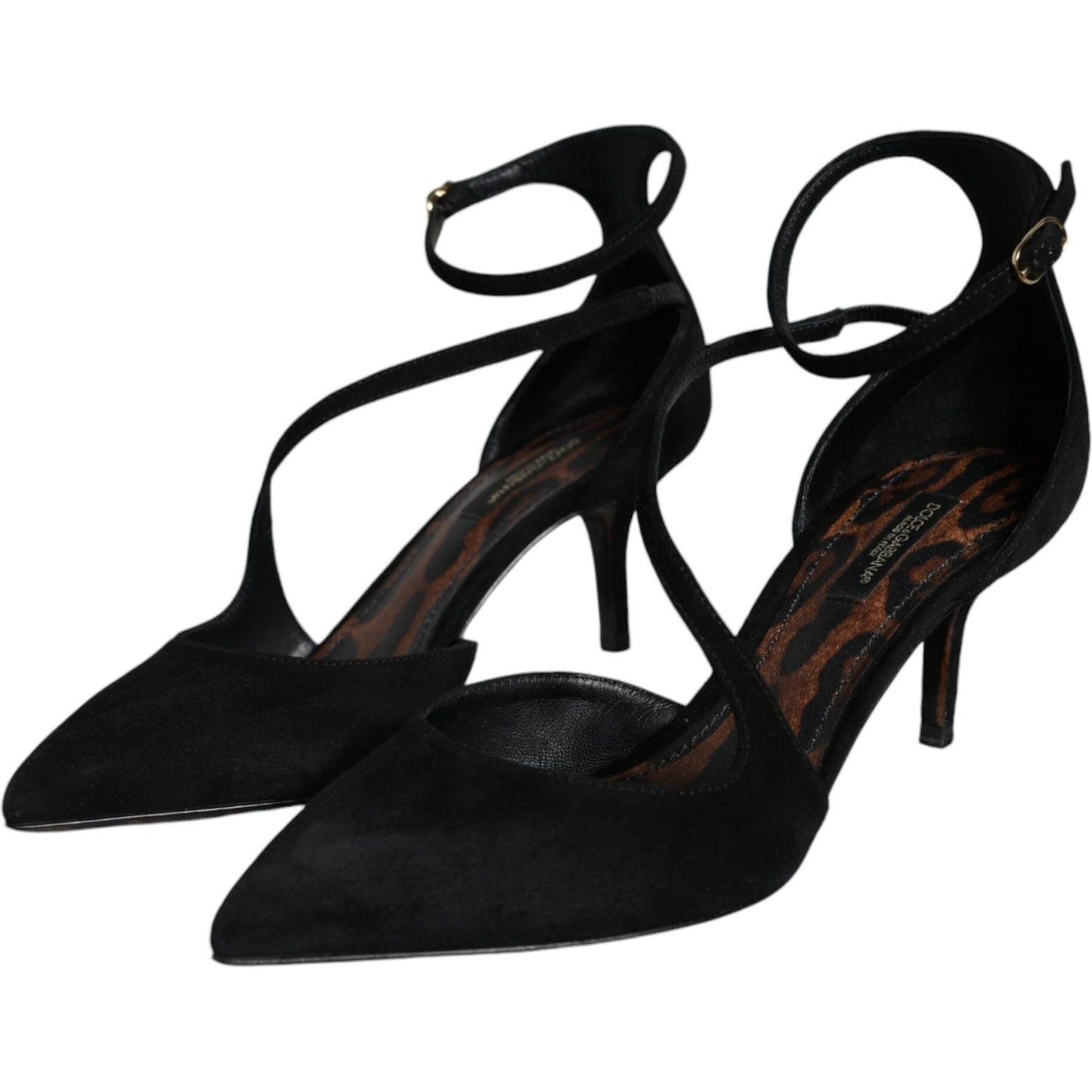 Dolce & Gabbana Black Suede Ankle Strap Pumps Heels Shoes Dolce & Gabbana Black