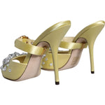 Dolce & Gabbana Yellow Mary Janes Satin Crystal Sandals Shoes LA11704-35