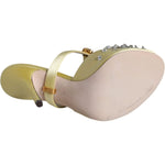 Dolce & Gabbana Yellow Mary Janes Satin Crystal Sandals Shoes LA11704-35