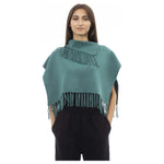 Alpha Studio Green Wool Women Poncho with Fringes AL-23508-IT46|XL