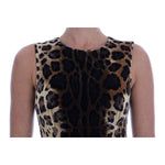 Dolce & Gabbana Brown Leopard Print Silk Sheath Dress DR1224-2