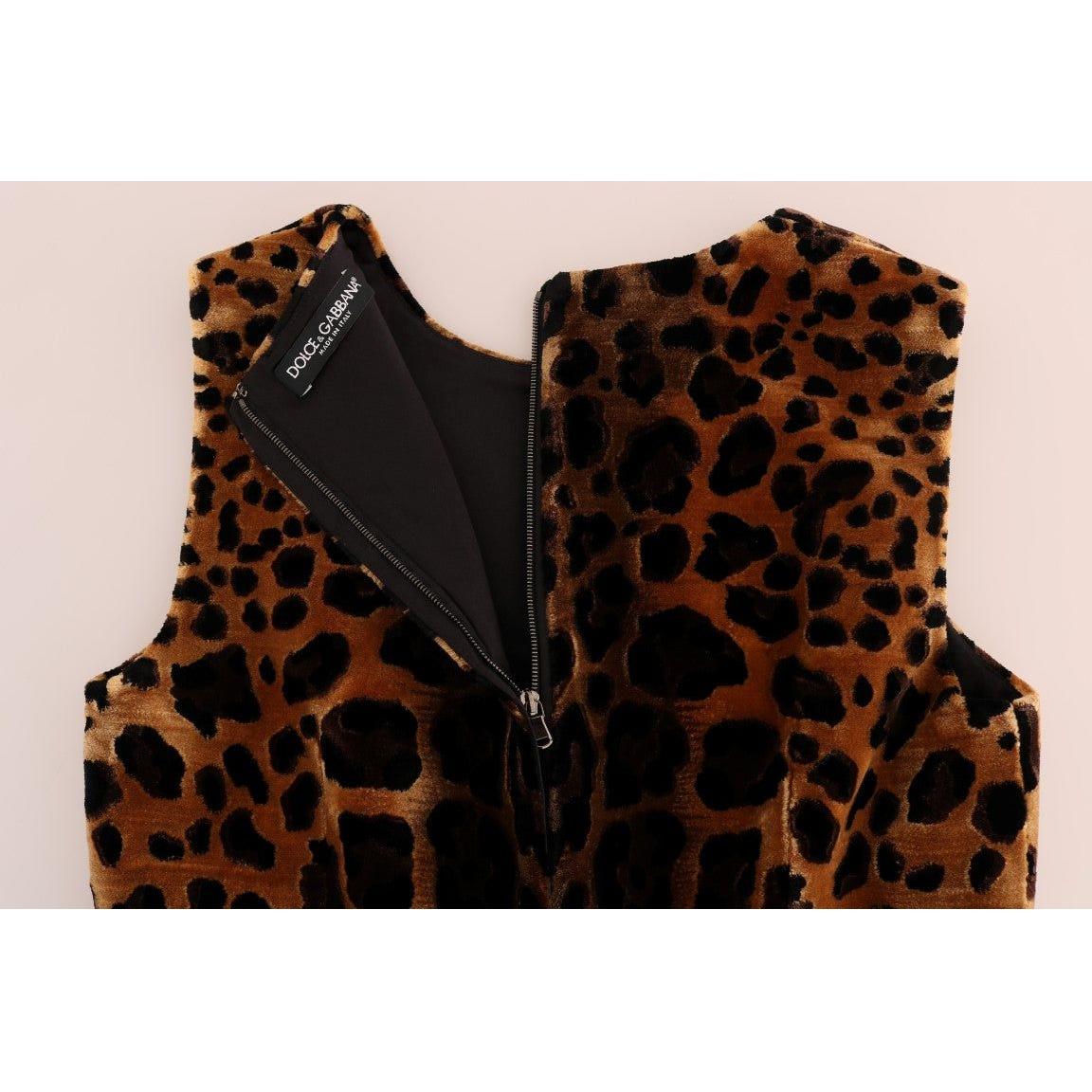 Dolce & Gabbana Brown Leopard Print Silk Sheath Dress DR1224-2