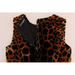 Dolce & Gabbana Brown Leopard Print Silk Sheath Dress DR1224-2