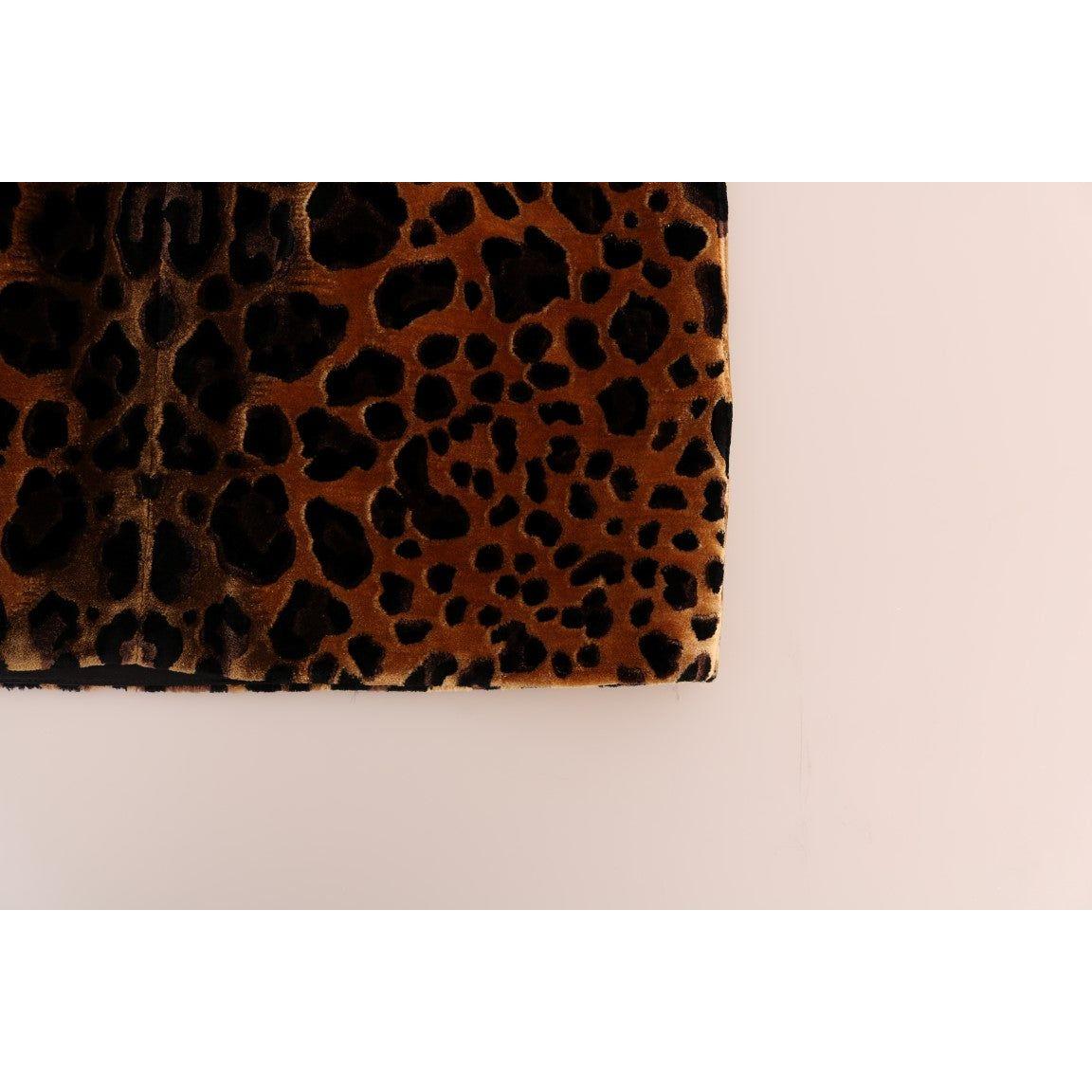 Dolce & Gabbana Brown Leopard Print Silk Sheath Dress DR1224-2