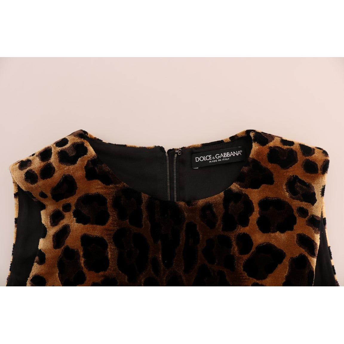 Dolce & Gabbana Brown Leopard Print Silk Sheath Dress DR1224-2