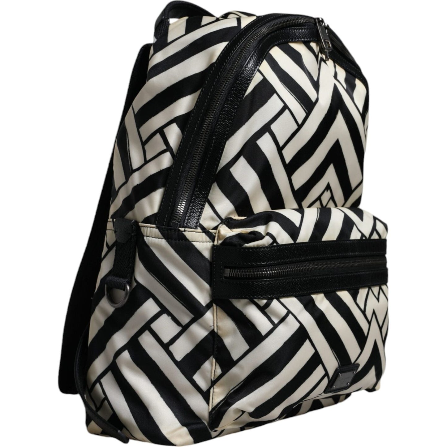 Dolce & Gabbana Black White Nylon Leather Travel Back Pack Bag Dolce & Gabbana Black