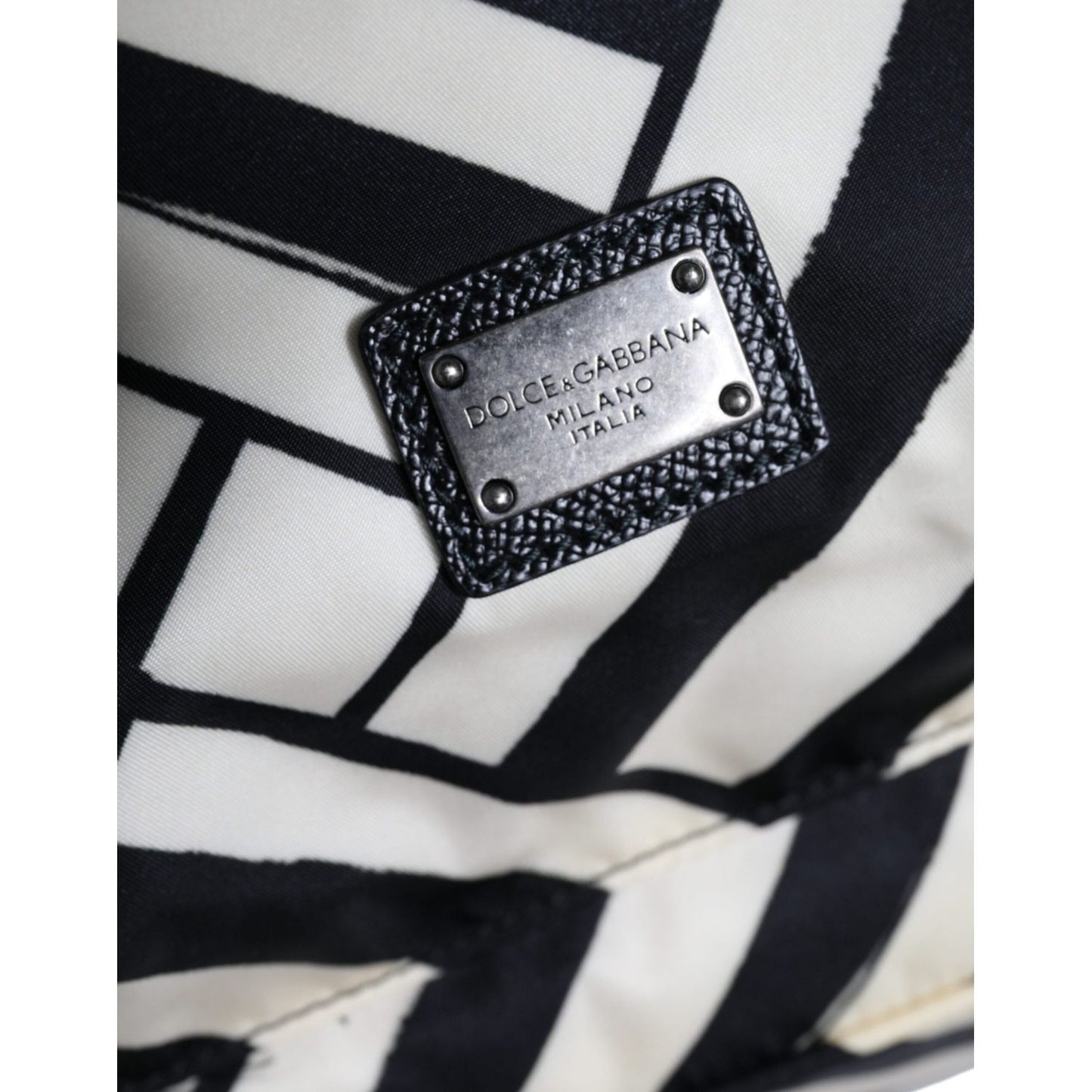 Dolce & Gabbana Black White Nylon Leather Travel Back Pack Bag Dolce & Gabbana Black