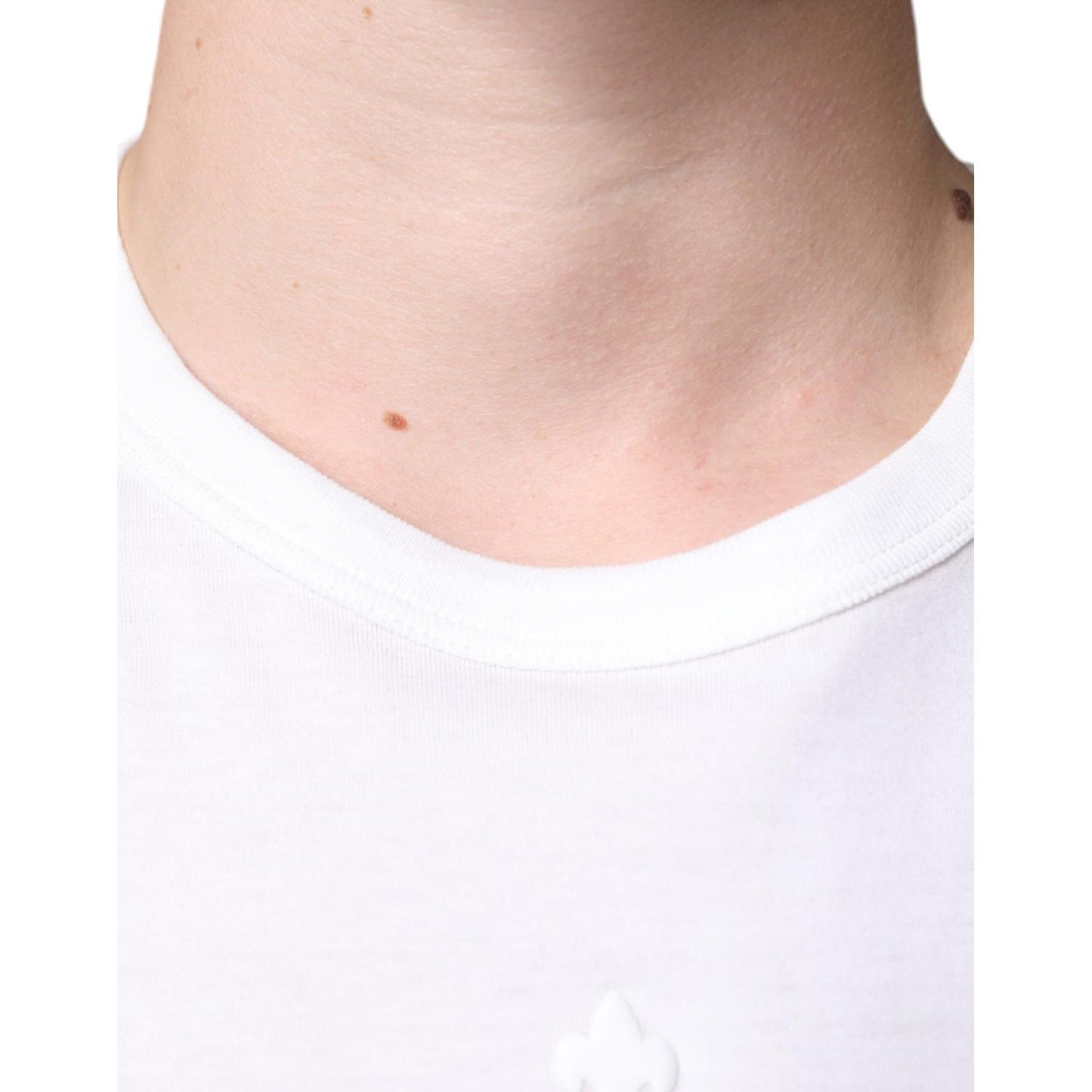 Dolce & Gabbana White Logo Embossed Cotton Crewneck T-shirt Dolce & Gabbana Misty Rose