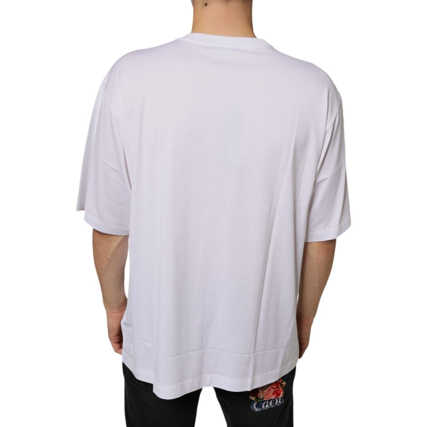 Dolce & Gabbana White Metal DG Logo Cotton Short Sleeves T-shirt Dolce & Gabbana Light Gray