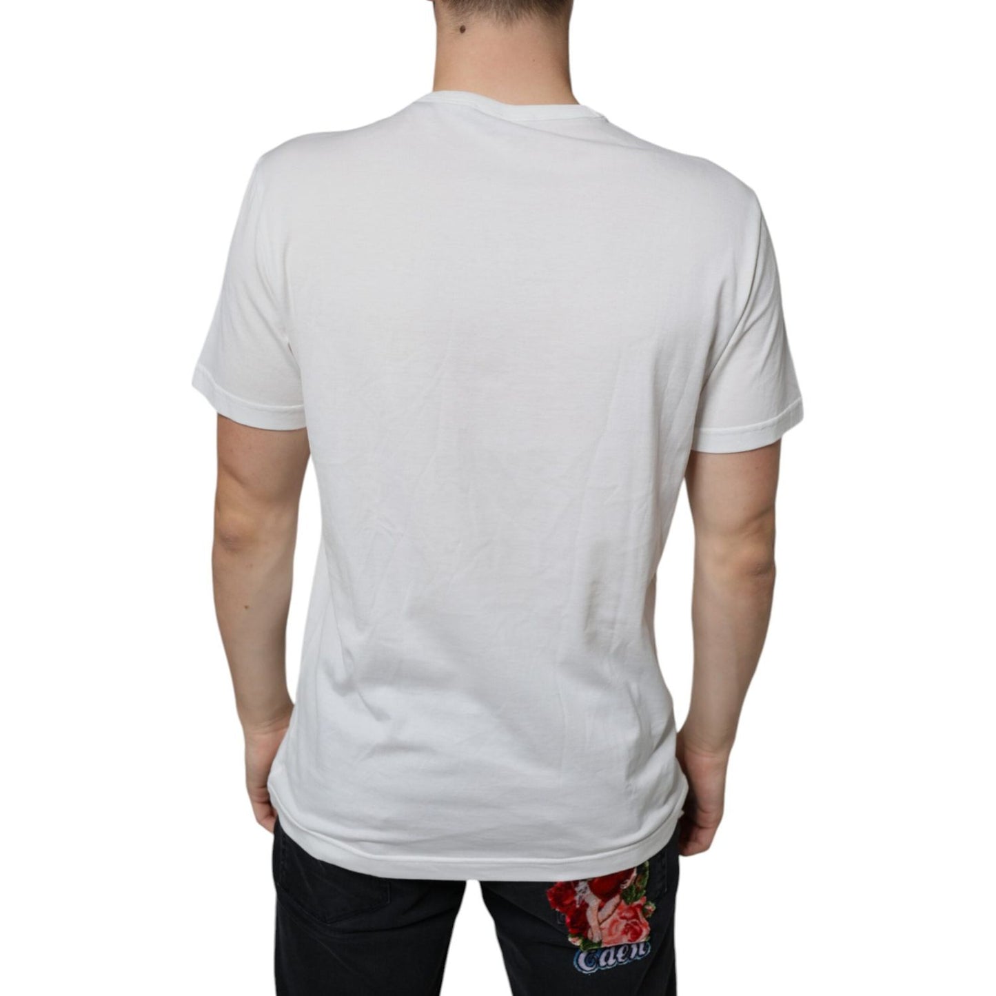 Dolce & Gabbana White Cotton DG Logo Print T-shirt Dolce & Gabbana Gray
