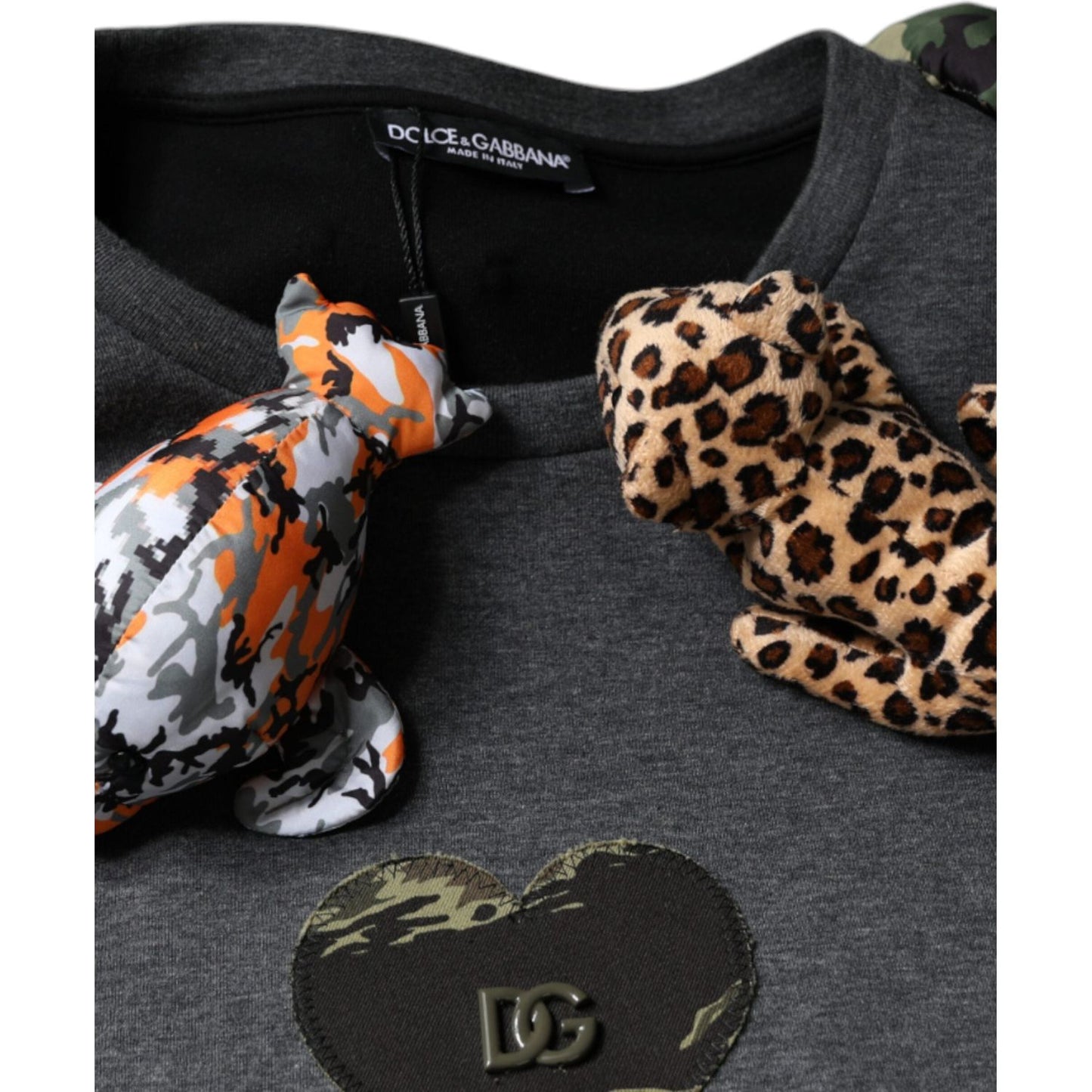 Dolce & Gabbana Gray Camouflage Animal Stuff Cotton T-shirt Dolce & Gabbana Dark Slate Gray