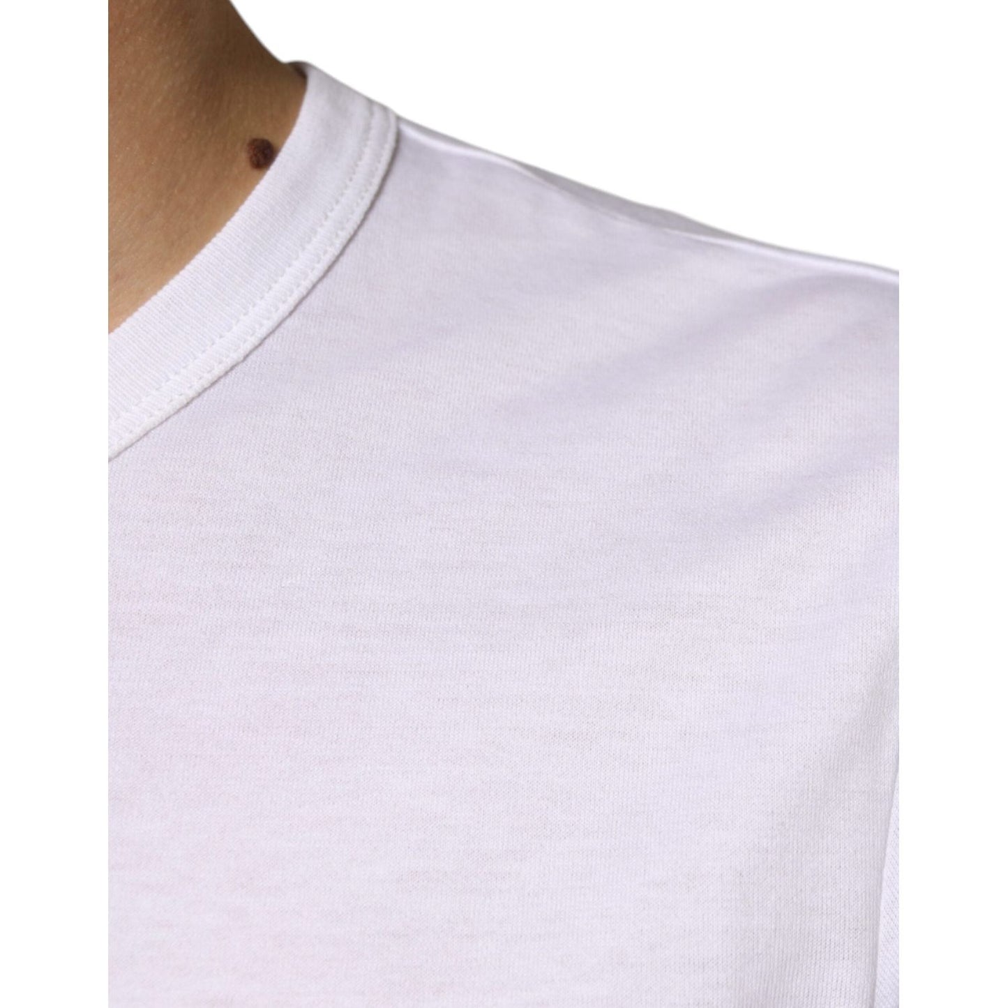 Dolce & Gabbana White Cotton Pocket Short Sleeves T-shirt Dolce & Gabbana Lavender