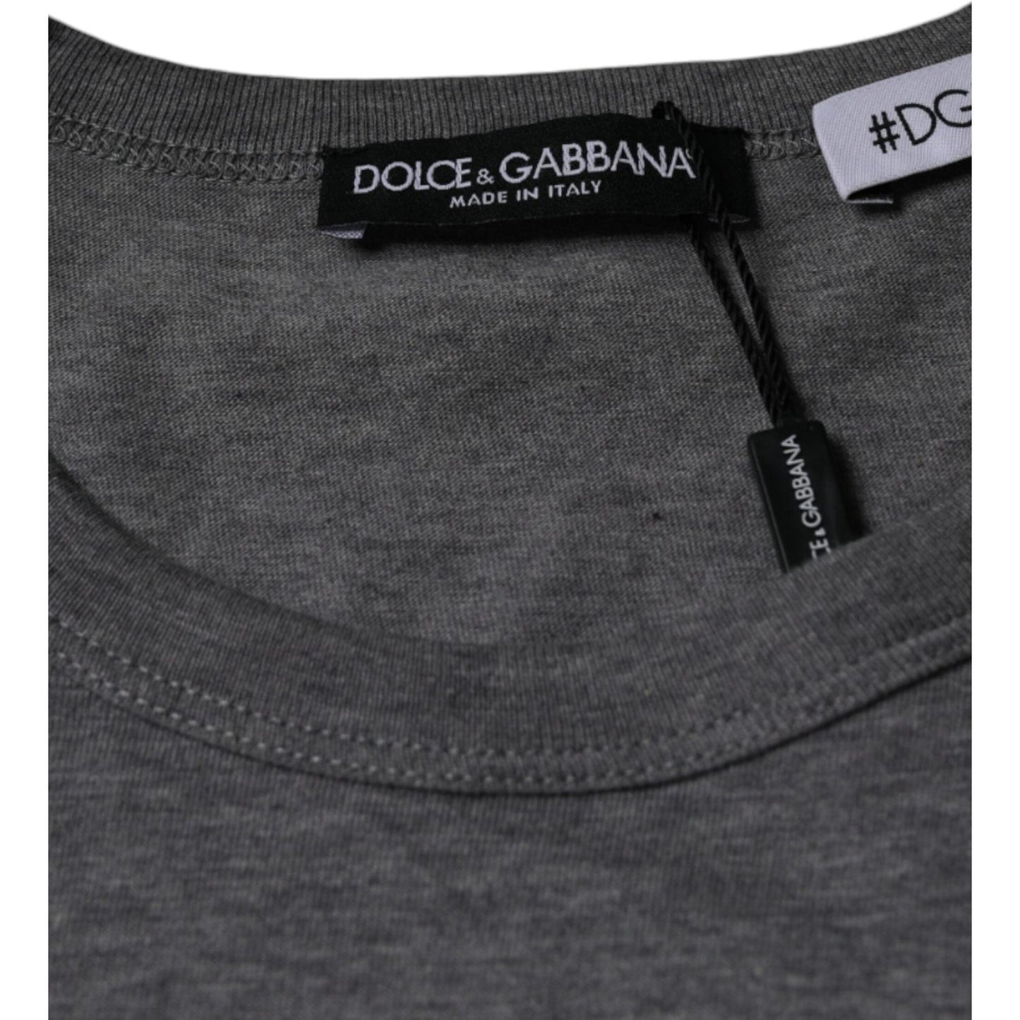 Dolce & Gabbana Gray Cotton #DGFamily Short Sleeves T-shirt Dolce & Gabbana Dark Slate Gray