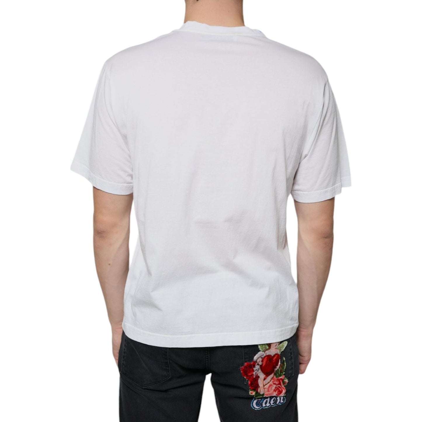 Dolce & Gabbana White Cotton DG Logo Print Casual T-shirt Dolce & Gabbana Light Gray