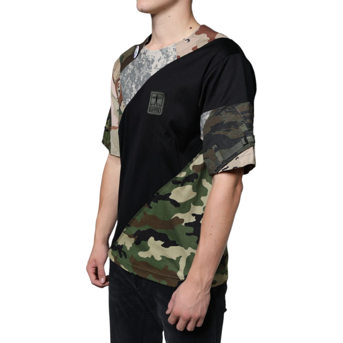 Dolce & Gabbana Multicolor Camouflage Patchwork DG Royal T-shirt Dolce & Gabbana Rosy Brown