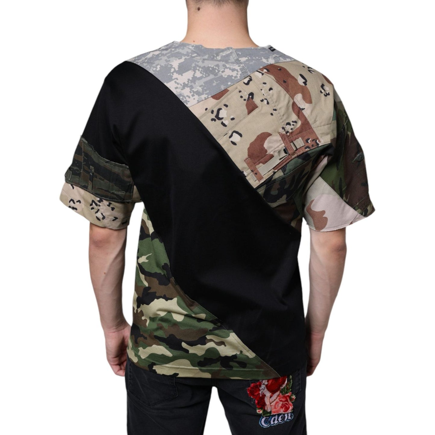 Dolce & Gabbana Multicolor Camouflage Patchwork DG Royal T-shirt Dolce & Gabbana Rosy Brown