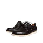 Pollini Black White Leather Lace Up Men Dress Formal Shoes