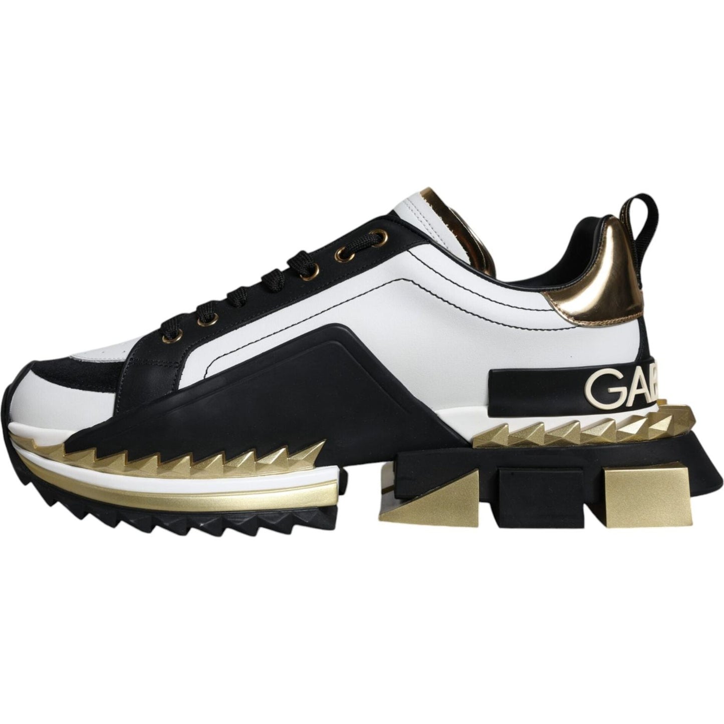 Dolce & Gabbana White Gold Black Leather SUPER KING Sneakers Shoes Dolce & Gabbana Dark Slate Gray