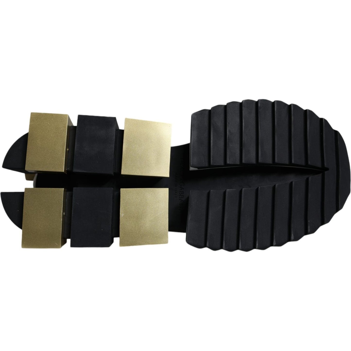 Dolce & Gabbana White Gold Black Leather SUPER KING Sneakers Shoes Dolce & Gabbana Black