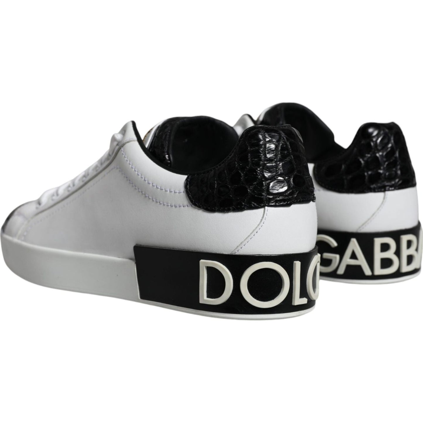 Dolce & Gabbana Black Leather Logo Portofino Sneaker Shoes Dolce & Gabbana Dark Gray