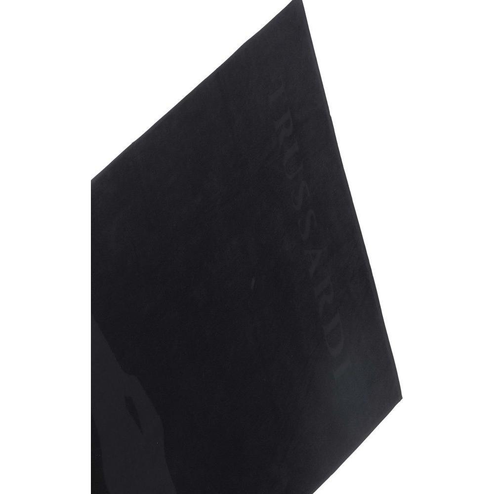 Trussardi Beachwear Black Cotton Men Beach Towel TR-24325-UNISEX
