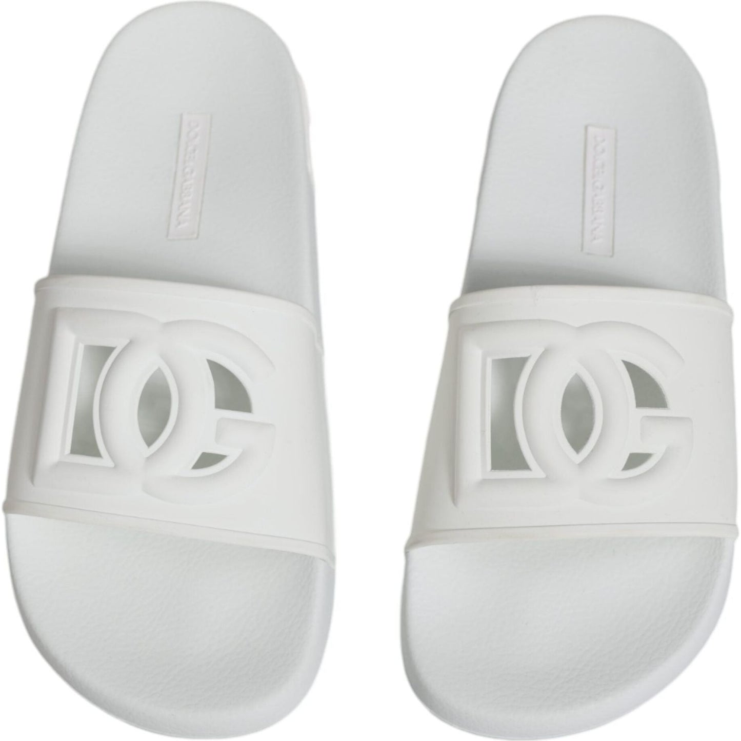 Dolce & Gabbana White Rubber Slides Sandals Beachwear Shoes Dolce & Gabbana Light Gray