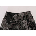 Dolce & Gabbana Gray Floral Brocade High Waist Shorts SKI1076-1