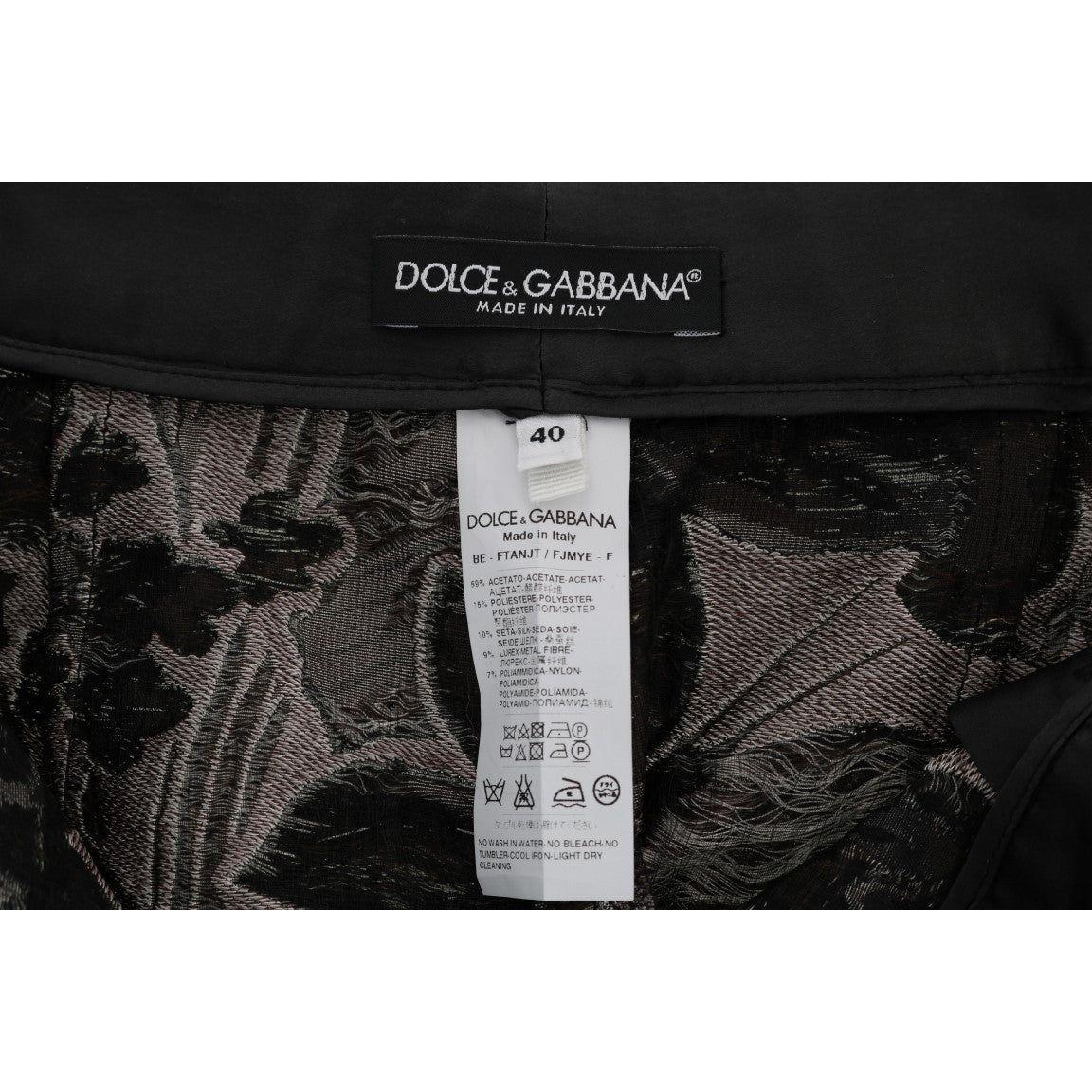 Dolce & Gabbana Gray Floral Brocade High Waist Shorts SKI1076-1