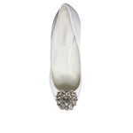Dolce & Gabbana White Crystals Peep Toe Satin Pumps Shoes