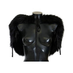 Dolce & Gabbana Black Silver Fox Fur Scarf MS1875-1