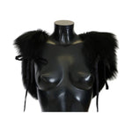 Dolce & Gabbana Black Silver Fox Fur Scarf MS1876-1