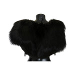 Dolce & Gabbana Black Silver Fox Fur Scarf MS1876-1