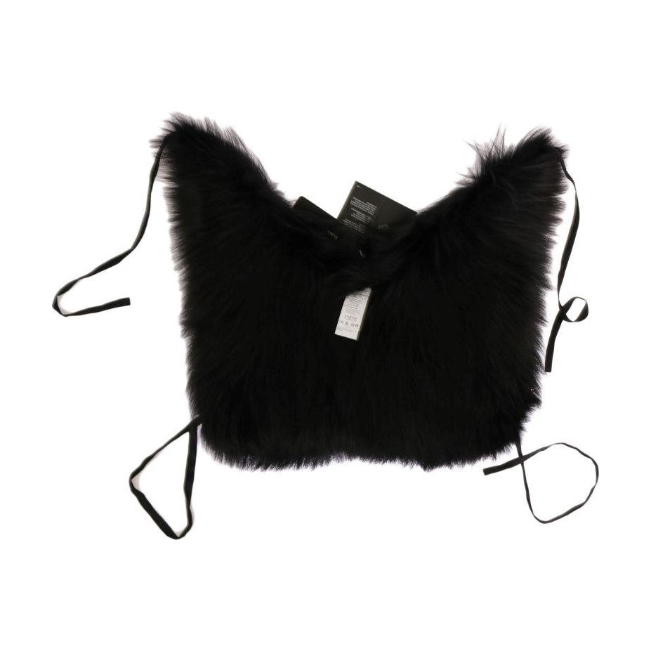 Dolce & Gabbana Black Silver Fox Fur Scarf Fur Scarves