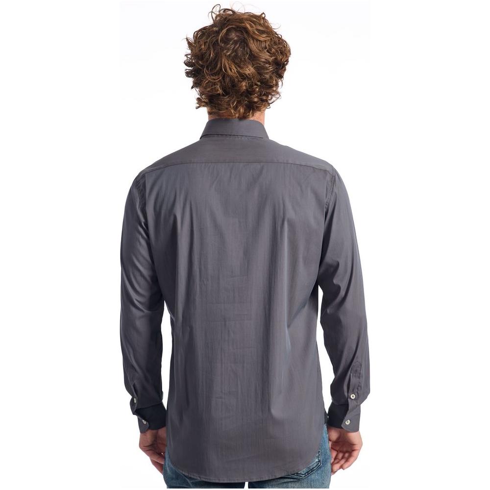 Baldinini Trend Gray Cotton Mens Shirt Baldinini Trend Dim Gray