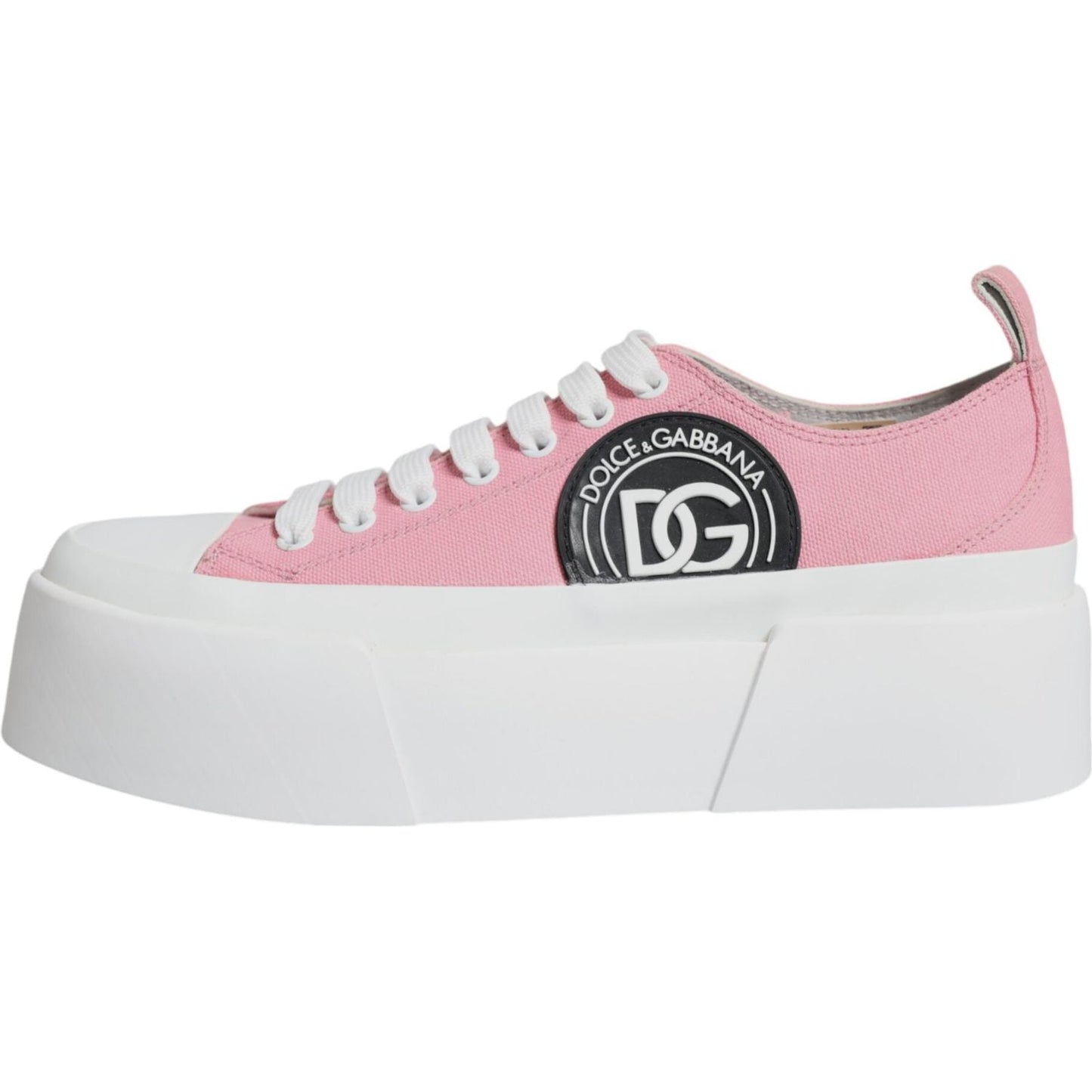 Dolce & Gabbana Pink White Canvas Logo Low Top Sneakers Shoes LA12018-39