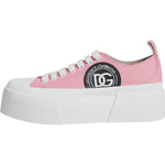 Dolce & Gabbana Pink White Canvas Logo Low Top Sneakers Shoes LA12018-39