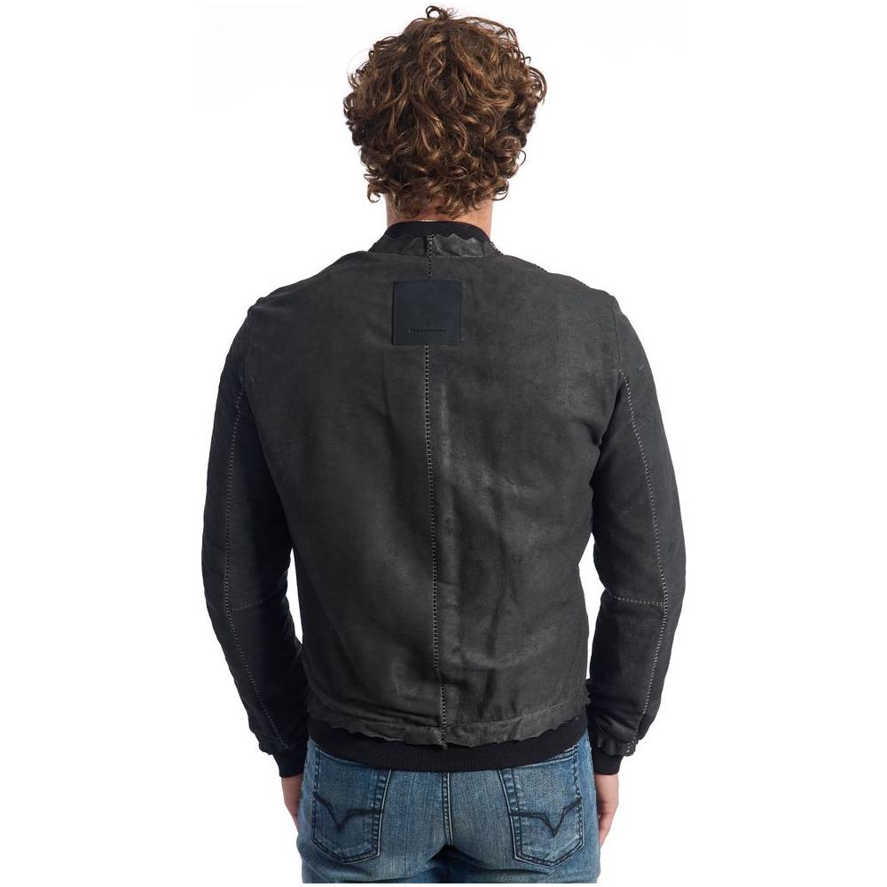 Roberto Pepe Luxury Gray Lambskin Men Jacket Roberto Pepe Luxury Dark Slate Gray