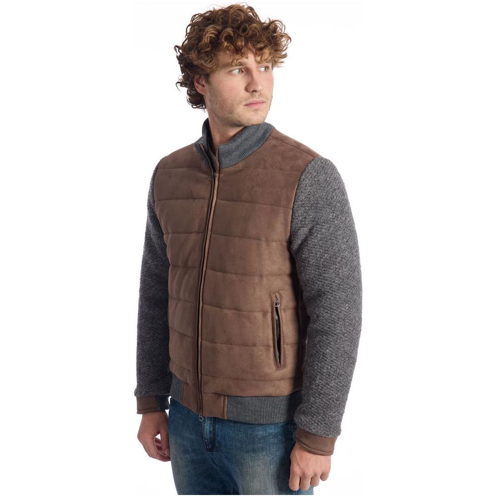 Roberto Pepe Luxury Brown Wool Men Jacket Roberto Pepe Luxury Dark Olive Green