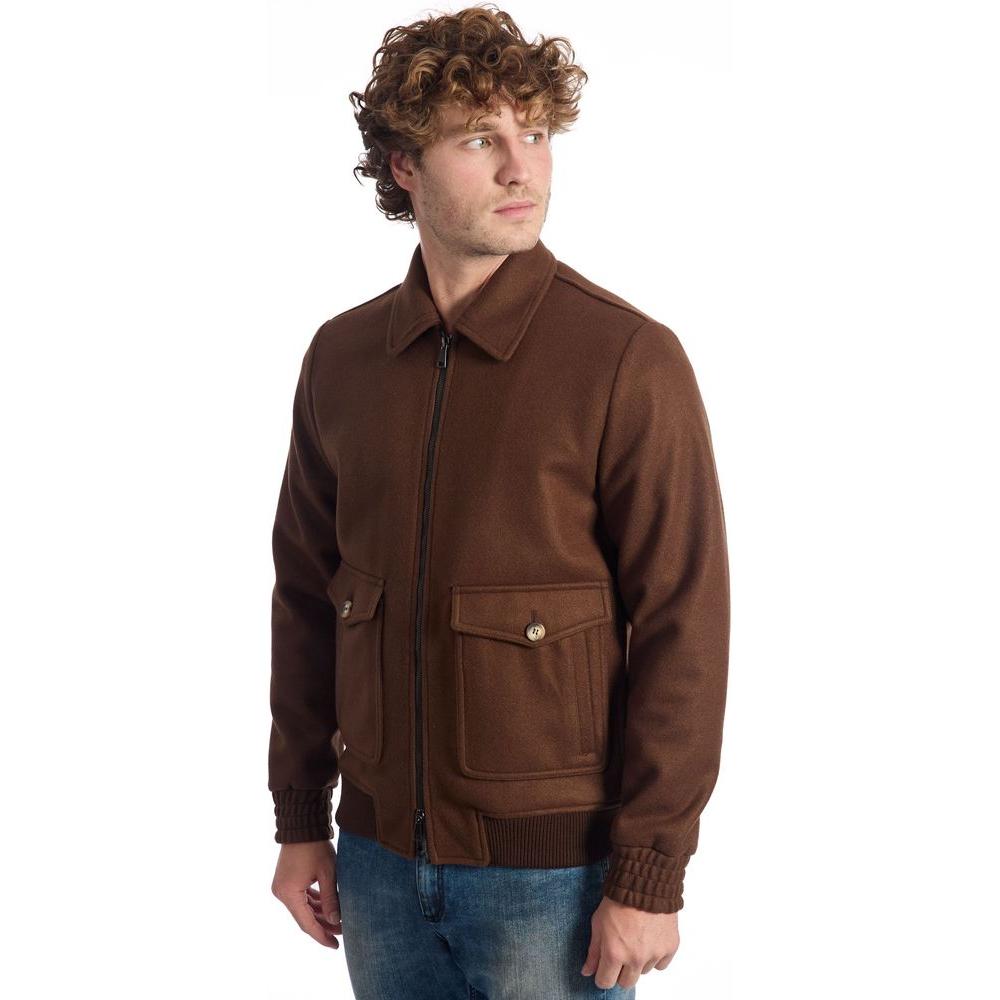 Roberto Pepe Luxury Brown Wool Men Jacket Roberto Pepe Luxury Dark Slate Gray