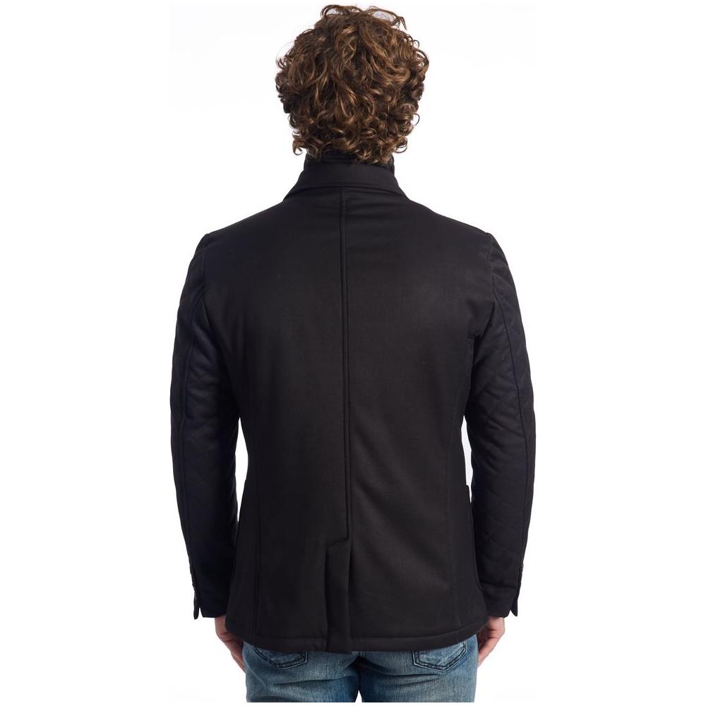 Roberto Pepe Luxury Black Wool Men Jacket Roberto Pepe Luxury Black